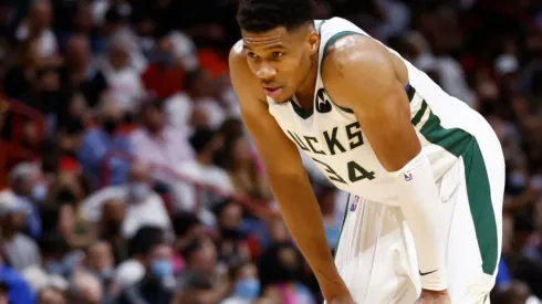 Giannis Antetokounmpo of the Bucks during his game vs Miami Heat on October 21