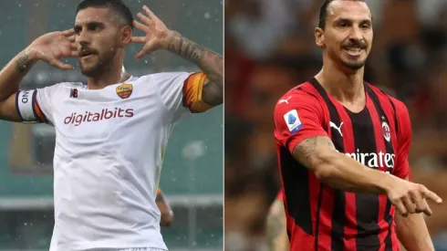 Lorenzo Pellegrini of Roma (left) and Zlatan Ibrahimovic of Milan (right)