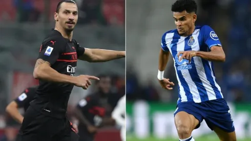 Zlatan Ibrahimovic of AC Milan (left) and Luis Diaz of Porto FC