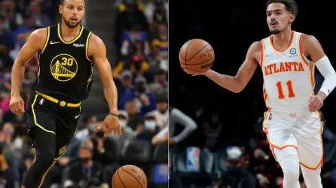 Curry of the Warriors (left) and Trae Young of the Hawks
