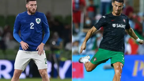 Matt Doherty of Ireland (left) and Cristiano Ronaldo of Portugal