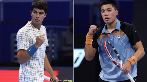 Carlos Alcaraz of Spain (left) and Brandon Nakashima of the US