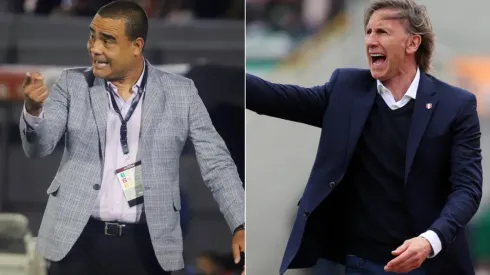 Leonardo González of Venezuela (left) and Ricardo Gareca of Peru (right)