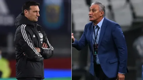 Lionel Scaloni of Argentina (left) and Tite of Brazil
