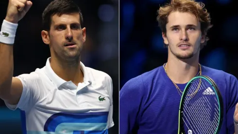 Novak Djokovic of Serbia (left) and Alexander Zverev of Germany (right)