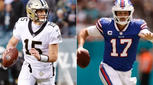 Trevor Siemian of the New Orleans Saints (left) and Josh Allen of Buffalo Bills.