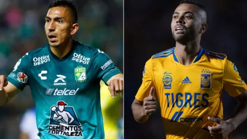 Angel Mena of Leon (left) and Rafael De Souza of Tigres (right)
