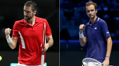 Marin Cilic of Croatia (left) and Daniil Medvedev of Russia