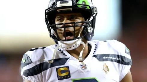 Quarterback Russell Wilson of Seattle Seahawks at the game vs Washington Football Team on November 29