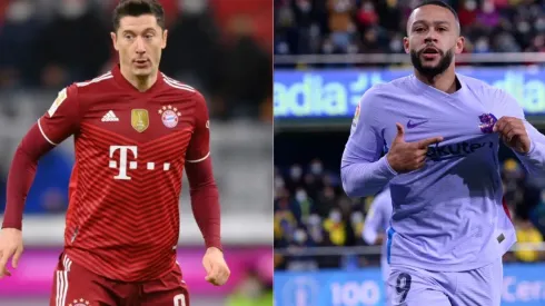 Robert Lewandowski of Bayern (left) and Memphis Depay of Barcelona
