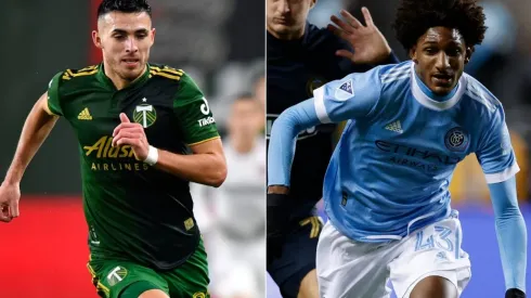 Cristhian Paredes of Portland Timbers (left) and Talles Magno of New York City FC (right)