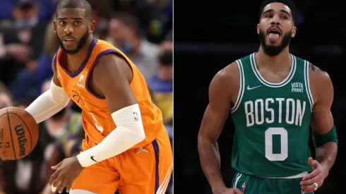 Chris Paul of the Phoenix Suns (left) and Jayson Tatum of the Boston Celtics (right)