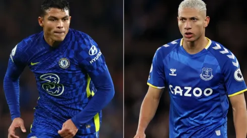 Thiago Silva of Chelsea (left) and Richarlison of Everton (right)