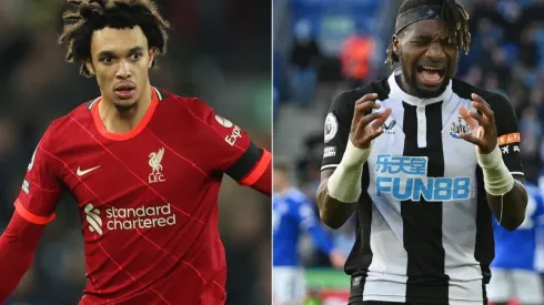 Trent Alexander-Arnold of Liverpool (left) and Allan Saint-Maximin of Newcastle United (right)