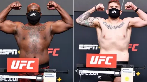 Lewis and Daukaus during the weigh-ins