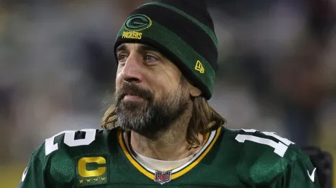 Aaron Rodgers during the Packers' win over the Browns in Week 16 of the 2021 NFL season.