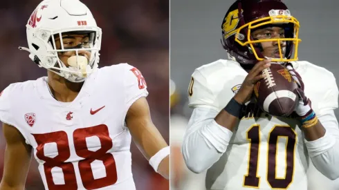 De'Zhaun Stribling of the Washington State Cougars (left) and Central Michigan Chippewas quarterback Daniel Richardson (right)