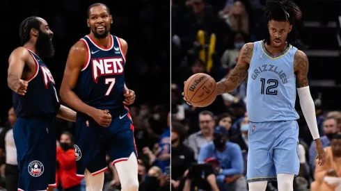 Harden and Durant (left) of Nets and Ja Morant (right) of Grizzlies