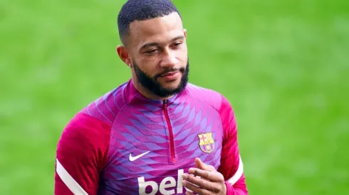 Memphis Depay of FC Barcelona during a training