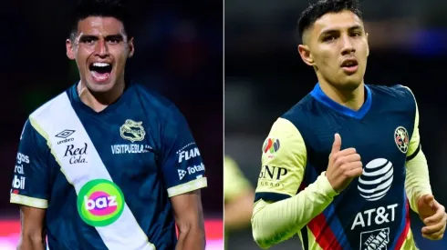 Guillermo Martinez of Puebla (left) and Leonardo Suarez of Club America (right)
