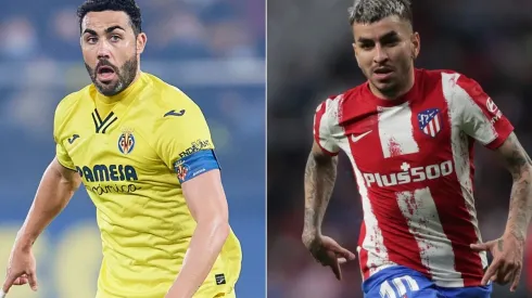 Vicente Iborra of Villarreal (left) and Angel Correa of Atletico Madrid (right)