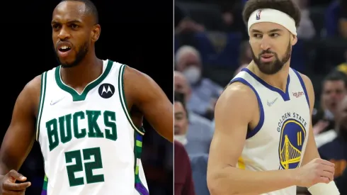 Khris Middleton of the Milwaukee Bucks (left) and Klay Thompson of the Golden State Warriors (right)