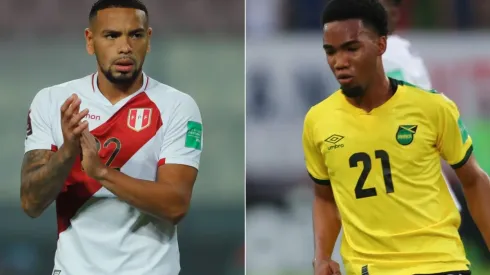 Alexander Callens of Peru (left) and Tyreek Magee of Jamaica (right)