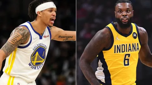 Damion Lee of the Golden State Warriors (left) and Lance Stephenson of the Indiana Pacers (right)