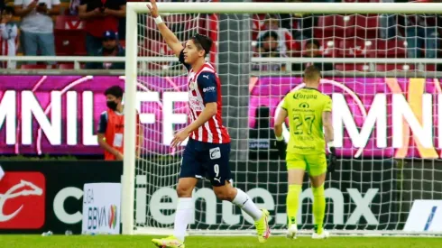 Angel Zaldivar of Chivas celebrates after scoring