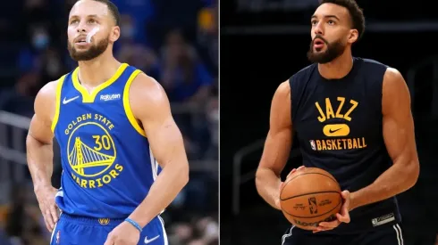 Stephen Curry of the Golden State Warriors and Rudy Gobert of the Utah Jazz