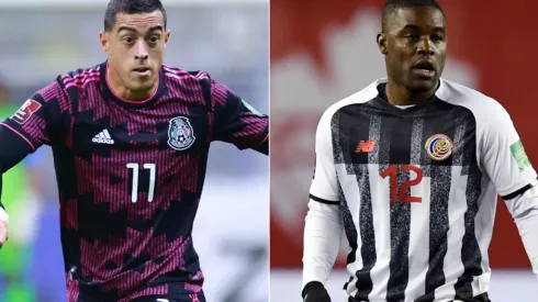 Rogelio Funes Mori of Mexico (left) and Joel Campbell of Costa Rica (right)