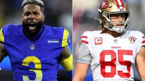 Odell Beckham Jr. of the Los Angeles Rams (left) and George Kittle of the San Francisco 49ers (right)