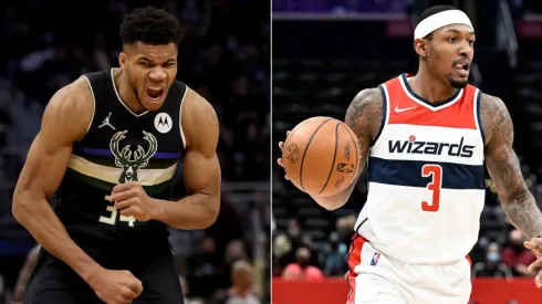 Giannis Antetokounmpo of the Milwaukee Bucks and Bradley Beal of the Washington Wizards