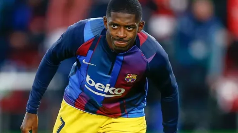 Ousmane Dembele of Barcelona warming up