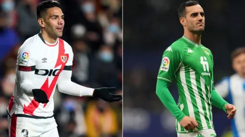 Radamel Falcao of Rayo Vallecano and Juanmi Jimenez of Real Betis