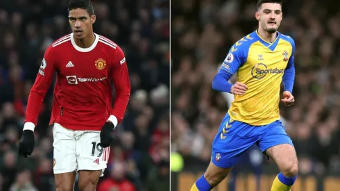 Raphael Varane of Manchester United (left) and Armando Broja of Southampton