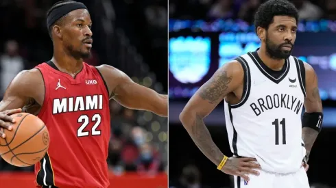 Jimmy Butler of the Miami Heat and Kyrie Irving of the Brooklyn Nets