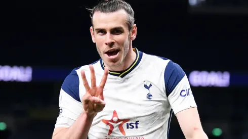 Gareth Bale of Tottenham celebrates after scoring in 2021