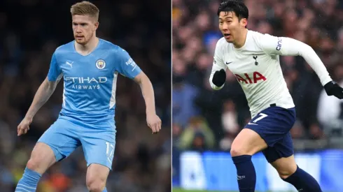 Kevin De Bruyne of Manchester City (left) and Son Heung-min of Tottenham Hotspur