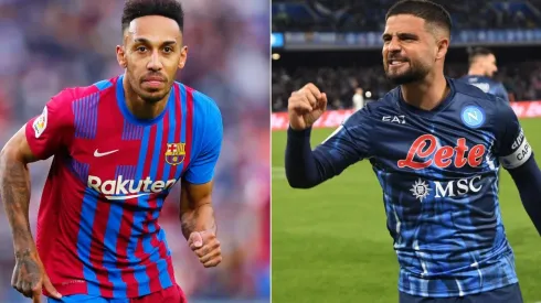 Pierre-Emerick Aubameyang of Barcelona and Lorenzo Insigne of Napoli.