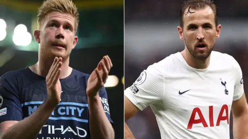 Kevin De Bruyne of Manchester City and Harry Kane of Tottenham Hotspur