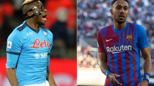 Victor Osimhen of Napoli and Pierre Emerick Aubameyang of FC Barcelona
