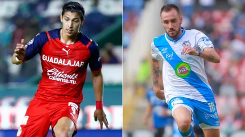 Angel Zaldivar of Chivas (left) and Federico Mancuello of Puebla