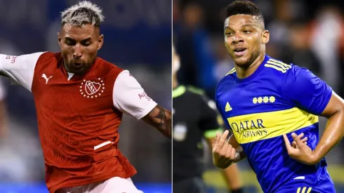 Damian Batallini of Independiente (left) and Frank Fabra of Boca Juniors.