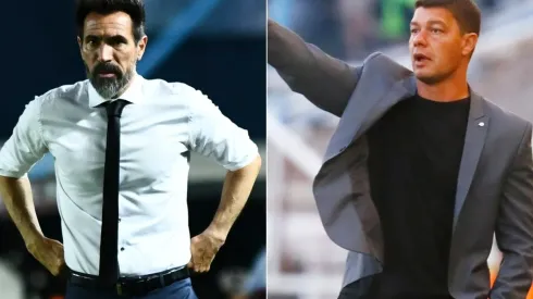 Eduardo Dominguez coach of Independiente and Sebastian Battaglia coach of Boca