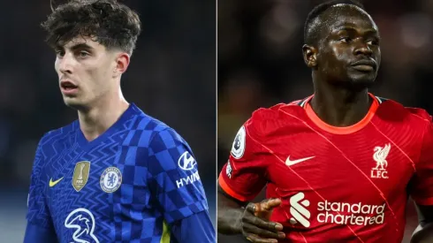 Kai Havertz of Chelsea and Sadio Mane of Liverpool