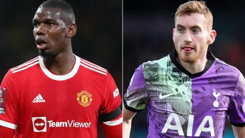 Paul Pogba of Manchester United and Dejan Kulusevski of Tottenham