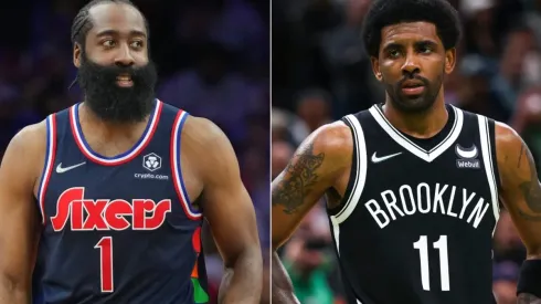 James Harden of Philadelphia 76ers and Kyrie Irving of Brooklyn Nets