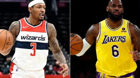 Bradley Beal of the Washington Wizards and LeBron James of the Los Angeles Lakers