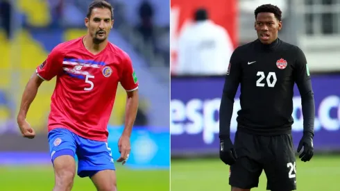 Celso Borges of Costa Rica (left) and Jonathan David of Canada